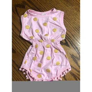 Pink & Gold Pom Pom Romper  5071L  2T  NWT Boutique